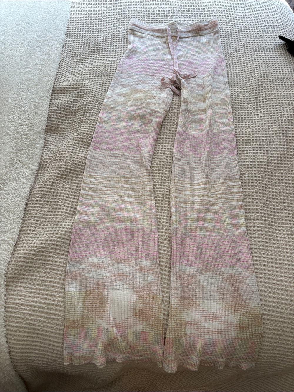 Splendid Striped Knit Lounge Pants in Pink and Cream